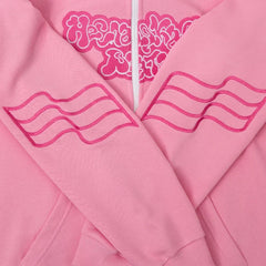 Y2K Pink Letter Art Zip Up Hoodie