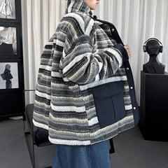 Neckerchief Design Striped Contrast Color Jacket