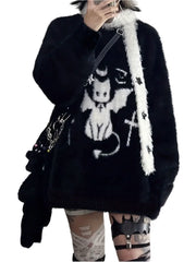 Y2k Demon Dream Cat Knitted Sweater