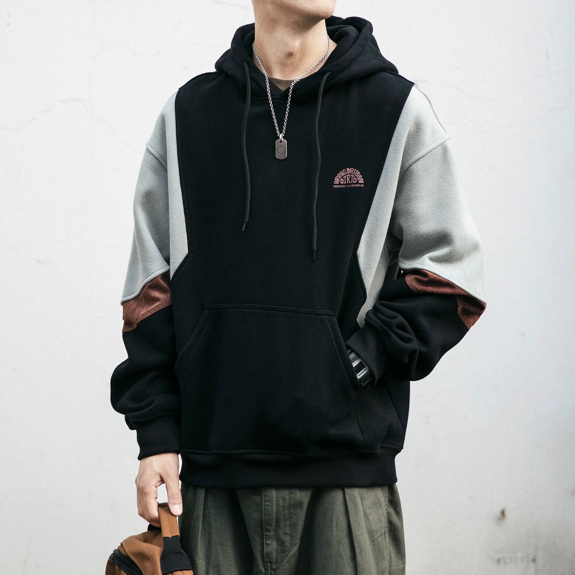 Y2k Loose Fleece Patchwork Hoodie