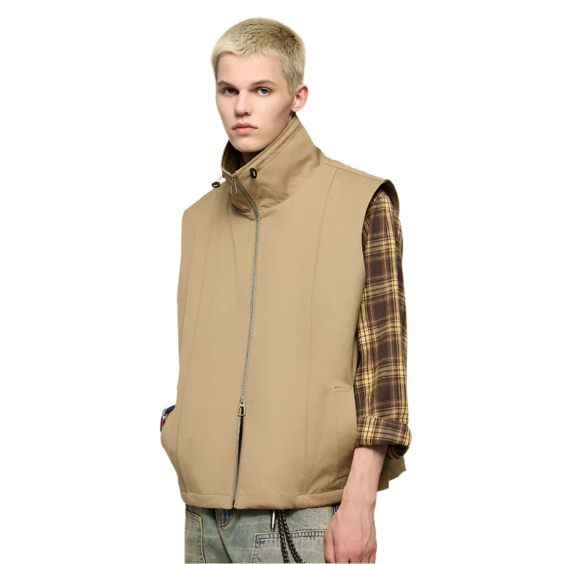 Wrinkle-Resistant High Neck Cargo Vest