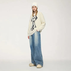Spotted Dog Loose Jacquard Sweater