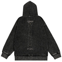 Vancarhell Skeleton Ribcage Acid Wash Hoodie