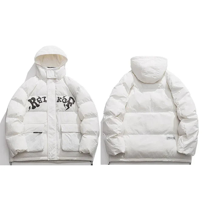 Letter Graphic Puffer Jacket