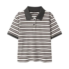 Soft Waffle Striped Polo T-Shirt