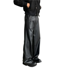 Wide Leg Leather Casual Pants