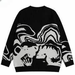 Retro Painting Skull Graphic Sweater