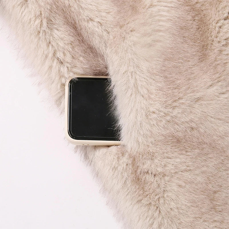 Luxury Cropped Faux Fur Coat Jacket