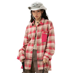 Pink Ladies Plaid Flannel Shirt