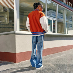 Patchwork Embroidery Varsity Jacket