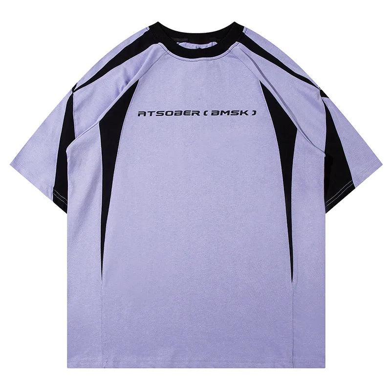 Retro Patchwork Oversized Striped T-Shirt