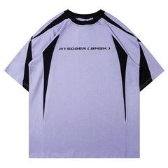 Retro Patchwork Oversized Striped T-Shirt