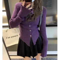 Y2k Long Sleeve Buttoned Cardigan
