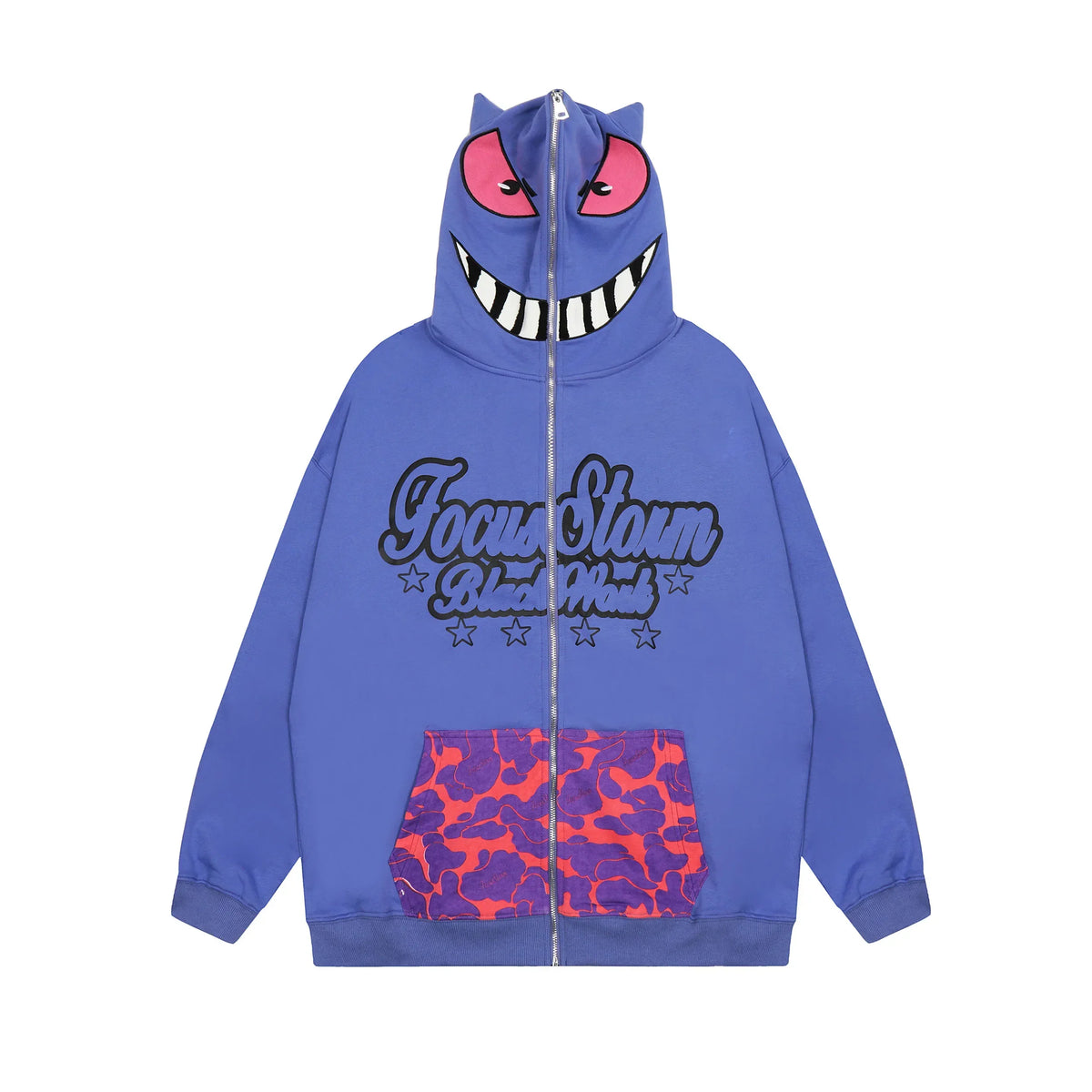 Monster Face Oversized Zip-up Hoodie