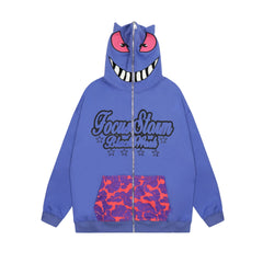 Monster Face Oversized Zip-up Hoodie