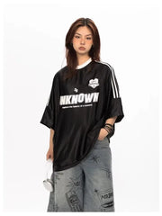 Y2K Metallic Silver Oversized T-Shirt