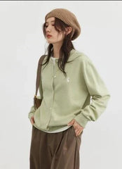 Solid Rabbit Embroidery Knitted Cardigan