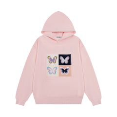 Butterfly Embroidery Drop Shoulder Hoodie