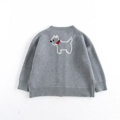 MiniAinis Knitted Cute Dog Pattern Cardigen