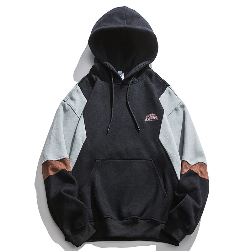 Y2k Loose Fleece Patchwork Hoodie