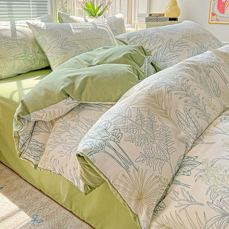 2025 Washed Cotton Double Yarn Single Quilt Cover Simple Wind Ins Wind Small Floral Korean Version Duvet Skin Friendly Bedding
