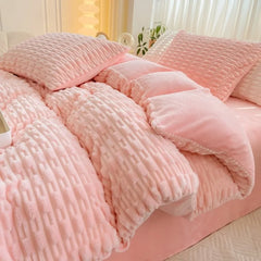 New Rabbit Velvet Milk Single Product Quilt Cover Thickened Warm Solid Duvet  Bedding for Double Use in Autumn/ Winter  220x240