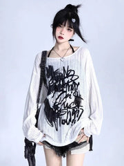 Y2k Graffiti Rebel Wrap Sweater