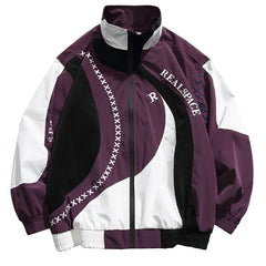 Embroidery Stripe Patchwork Jacket