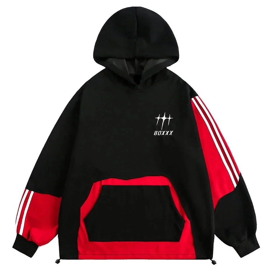 Racing Style Patchwork Hoodie