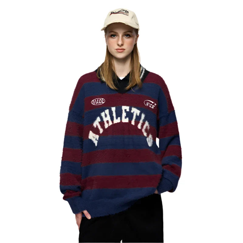 Wide Striped Jacquard Fit Sweater