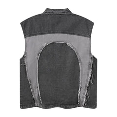 High Street Washed Raw Edge Denim Vest