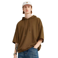 Soft Touch Waffle Hooded Oversized T-Shirt
