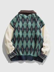 Y2k Geometric Bear Pattern Buttoned Sweaters