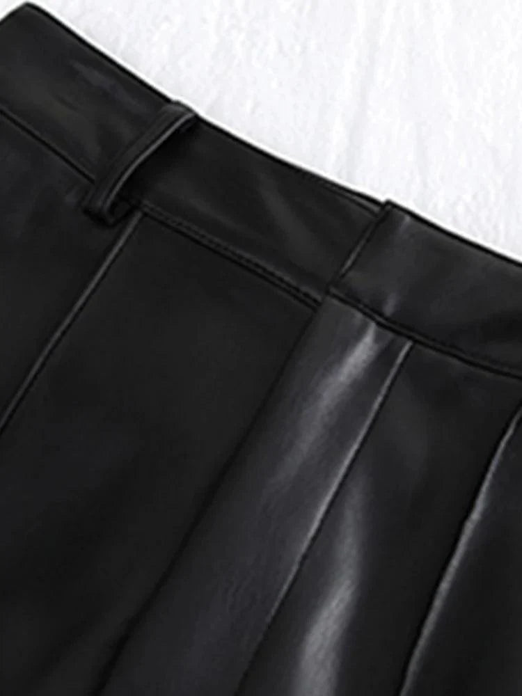 High Waist Black Leather Pant