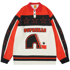 Y2k Stars Polo Colorful Sweater