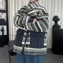 Neckerchief Design Striped Contrast Color Jacket