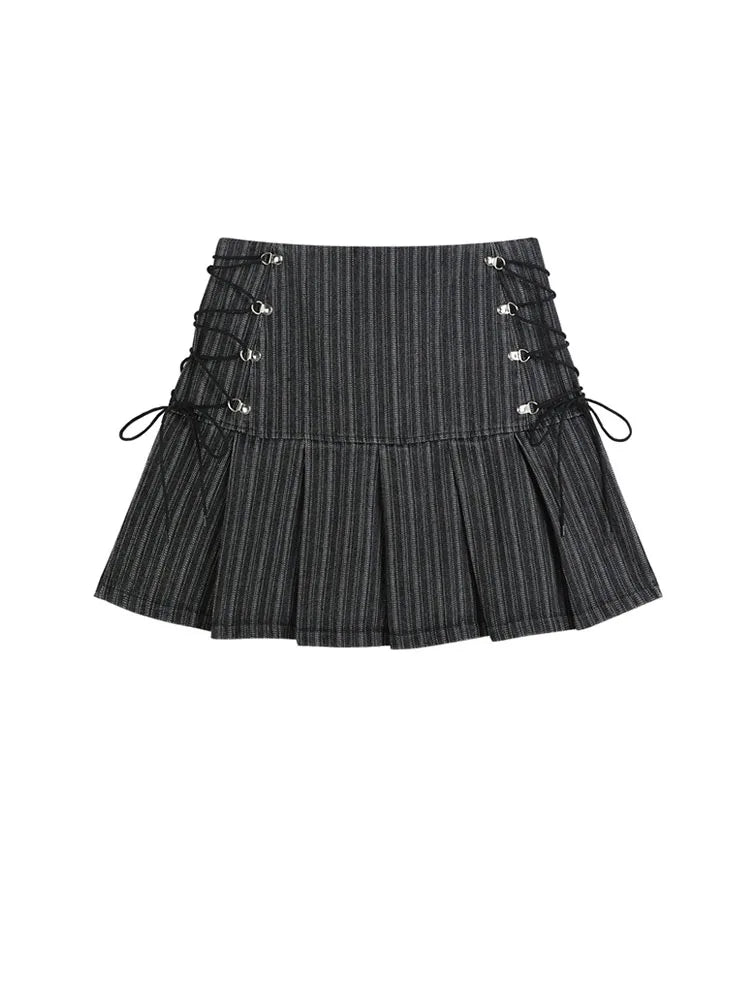 Y2K Stripe Bandage Mini Skirt