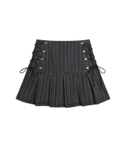 Y2K Stripe Bandage Mini Skirt