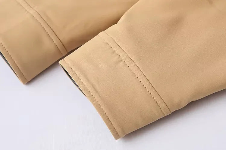 Faux Leather Contrast Sleeve Coat