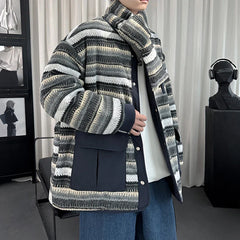 Neckerchief Design Striped Contrast Color Jacket