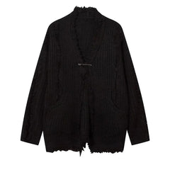 Y2k Irregular Tassel Knitted Cardigen