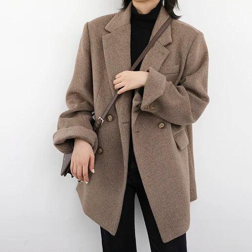 Solid Blend Wool Women's Coat