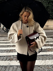 One Button Heavy Woolen Jacket