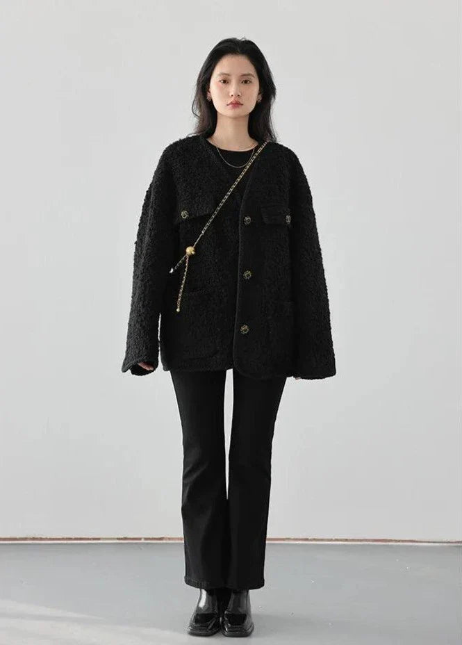 Vintage Single Breasted Women's Wool Coat
