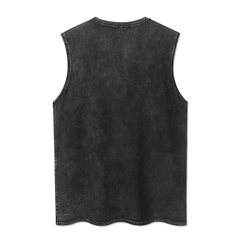 Art Letter Washed Distressed Vest