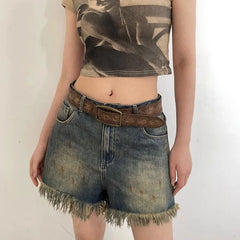 Y2K Washed PU Brown Belt