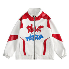 Oversized Leather Zip-up Jacket