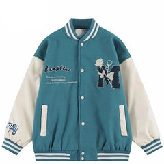 Harajuku Floral Rose Varsity Jacket