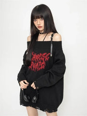 Y2k Gothic Slash Noir Sweater
