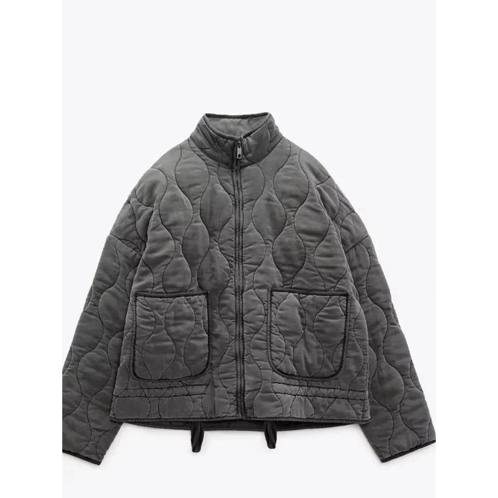 Vintage Pocket Drawstring Women's Coat